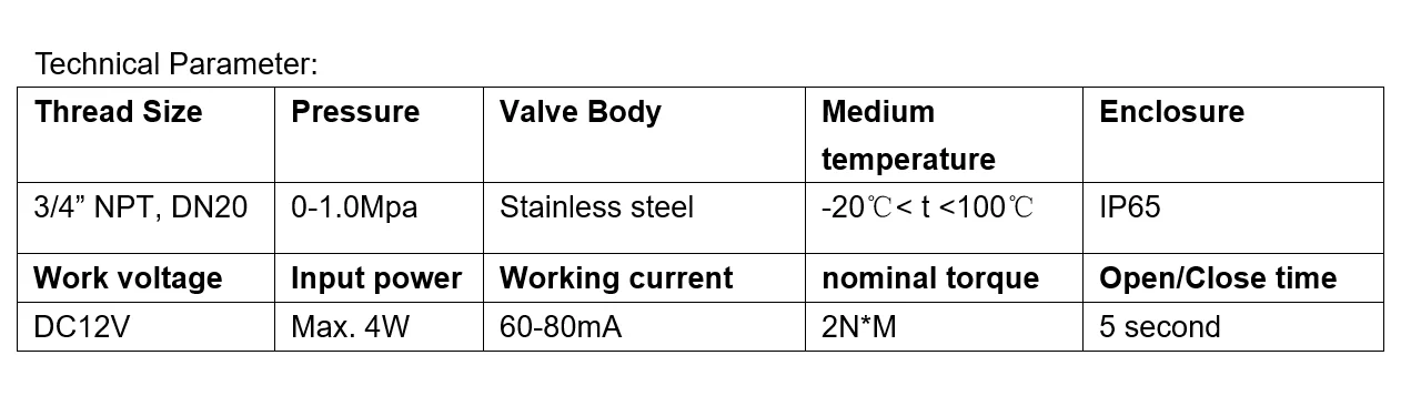 صمام لولبي 1 pcs motorized ball valve 3/4” NPT, DN20, 2 way 12VDC CR04, stainless steel electrical valve الهواء المضغوط — تفصيل 4