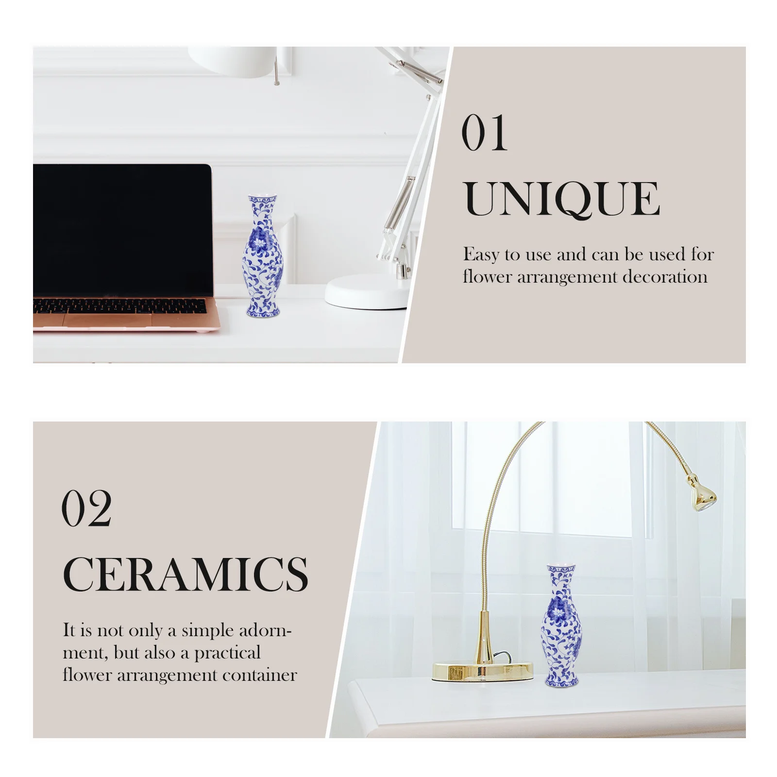 

Blue and White Ceramic Vase Chinese Style Hand-Painted Art Vase for Home Decoration Desktop Flower Arrangement Creative