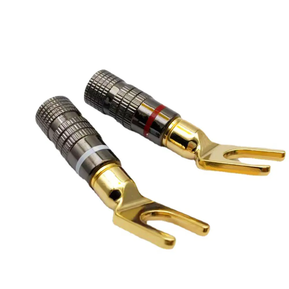 24k Gold Plated Speaker Banana Plugs Hifi High Quality HiFi 4mm Audio Speaker Cable Connector Banana Jack Plugs