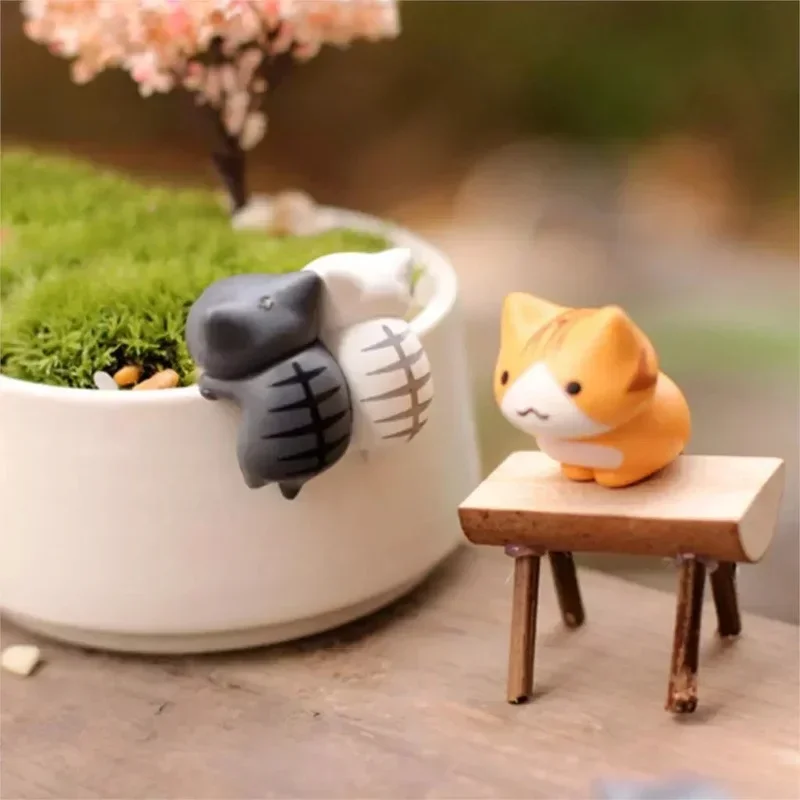

6pcs Cartoon Cute Cat Figurines Home Garden Decorations Miniatures Micro Landscape Ornment Kawaii Decor Living Room Decoration
