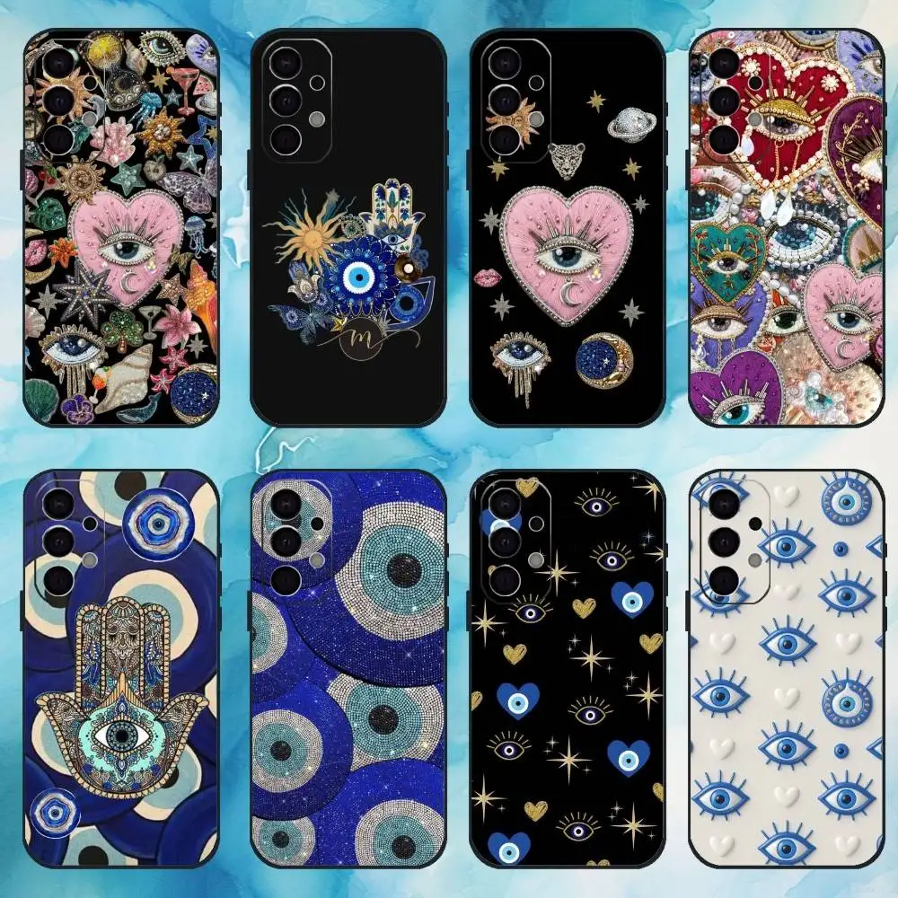 

Lucky Eye Blue Evil Eyes Phone Case For Samsung S25,S24,S21,S22,S23,S30,Ultra,S20,Plus,Fe,Lite,Note,10,9,5G Black Cover