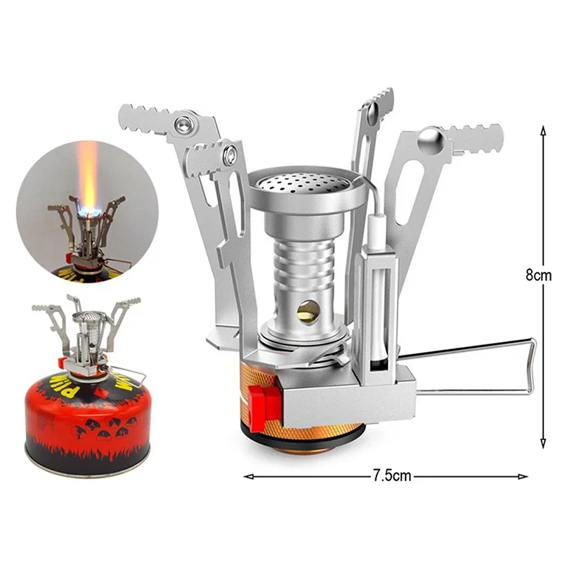 Ultraleichter, tragbarer Aluminium-Campingkocher, windabweisender Rucksackkocher für Outdoor-Wandern, Picknick, Notfall, Überleben