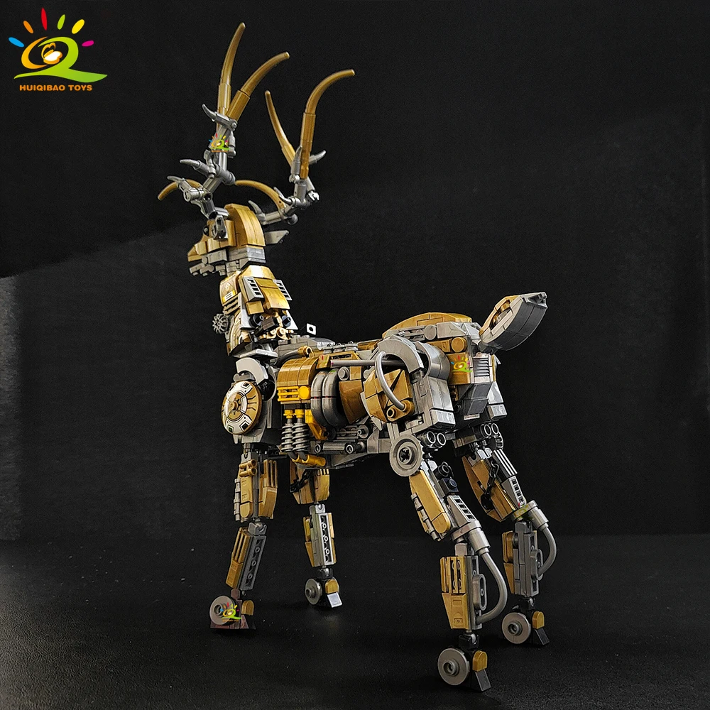 HUIQIBAO 924 sztuk MOC techniczny Model łosia jeleń klocki mechaniczne zestaw klocków ze zwierzętami miasto zabawki konstrukcyjne dla dzieci