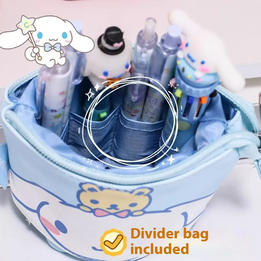 Sanrio-estuche retráctil para lápices, organizador de papelería para estudiantes, bolsa de almacenamiento de lápices Kuromi bonita, bolsa de almacenamiento de cosméticos de Hello Kitty