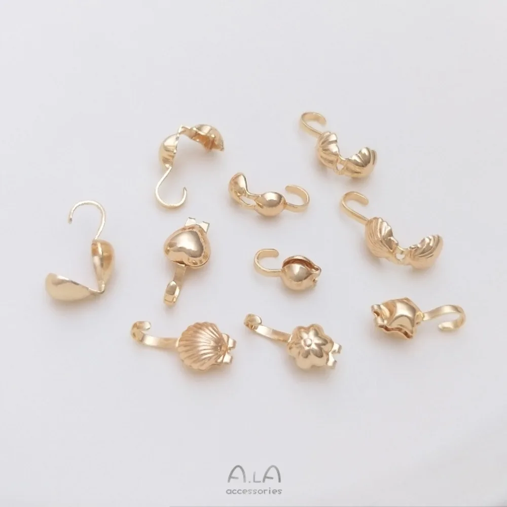 شل مشبك النحاس المشابك والخطاف 14K الذهب اللون زهرة على شكل الخماسي القلب هوك إغلاق مشبك DIY بها بنفسك المواد الملحقات #3