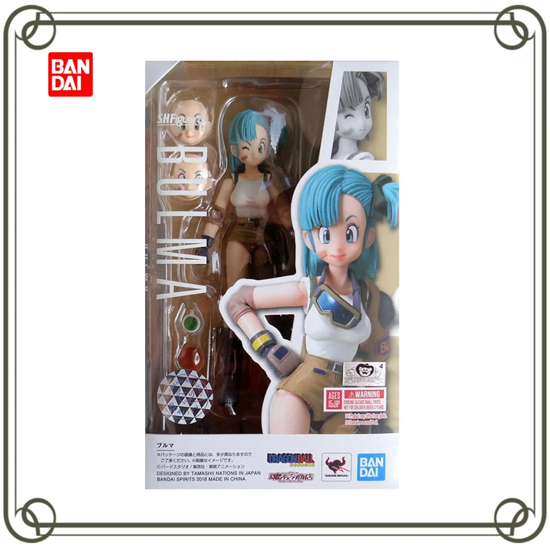 BANDAI SHF Anime  Dragon Ball Z Childhood Bulma Locomotive Clothes Joint Movable Collection Model Action Figure Toys Kids Gift