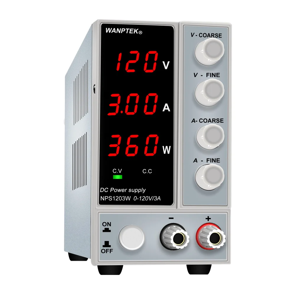 

WANPTEK 120V 3A bench DC adjustable power supply,3 digit LED display,repair,lab,design,schools,electroplate,charge,NPS1203W
