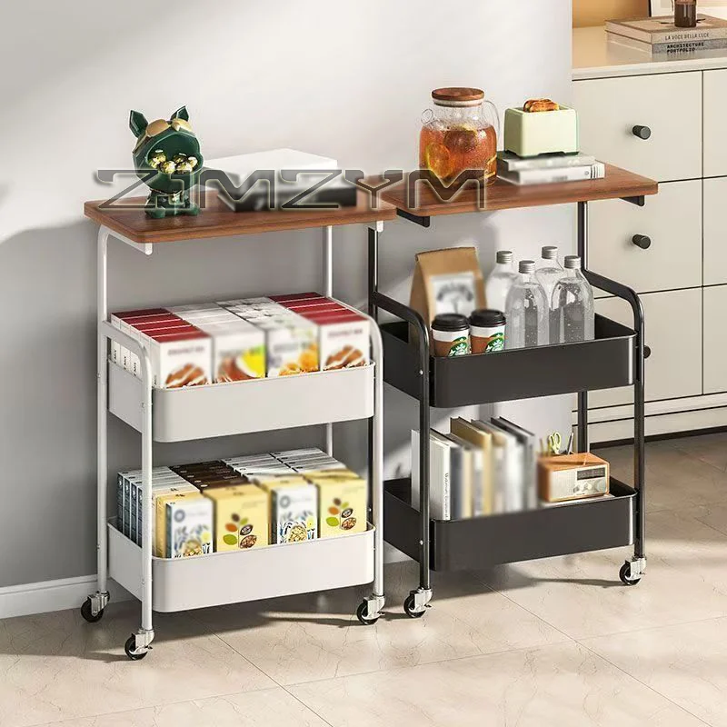 Multi Layer Rolling Storage Rack with Wheels Double Tier Open Shelf Organizer Utility Cart for Home Office Kitchen image 5