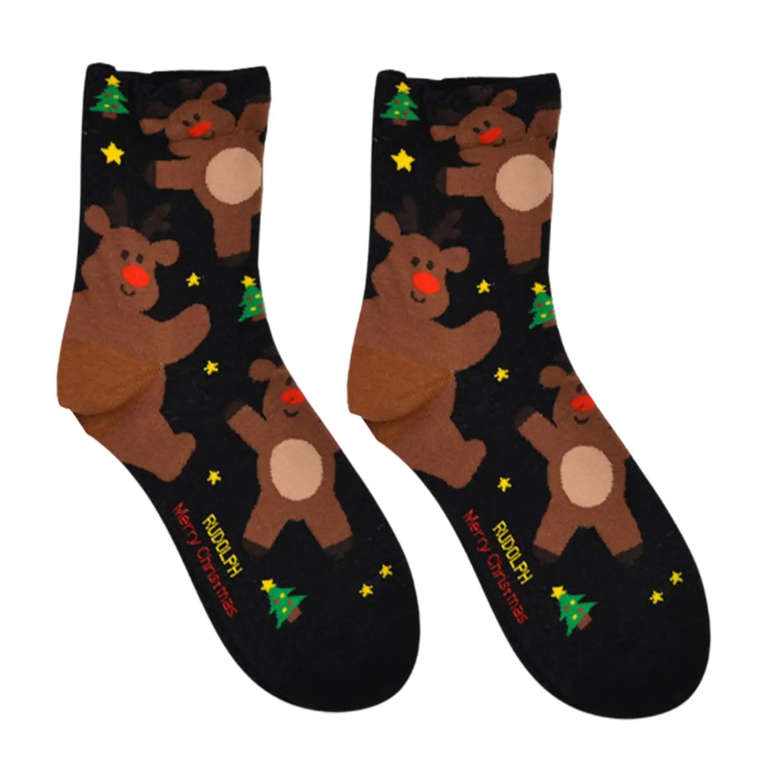 Christmas Socks Xmas Socks Decor Holiday Socks Gingerbread Shaped Socks Crew Socks for Party Shopping Travel Xmas Gifts Festival