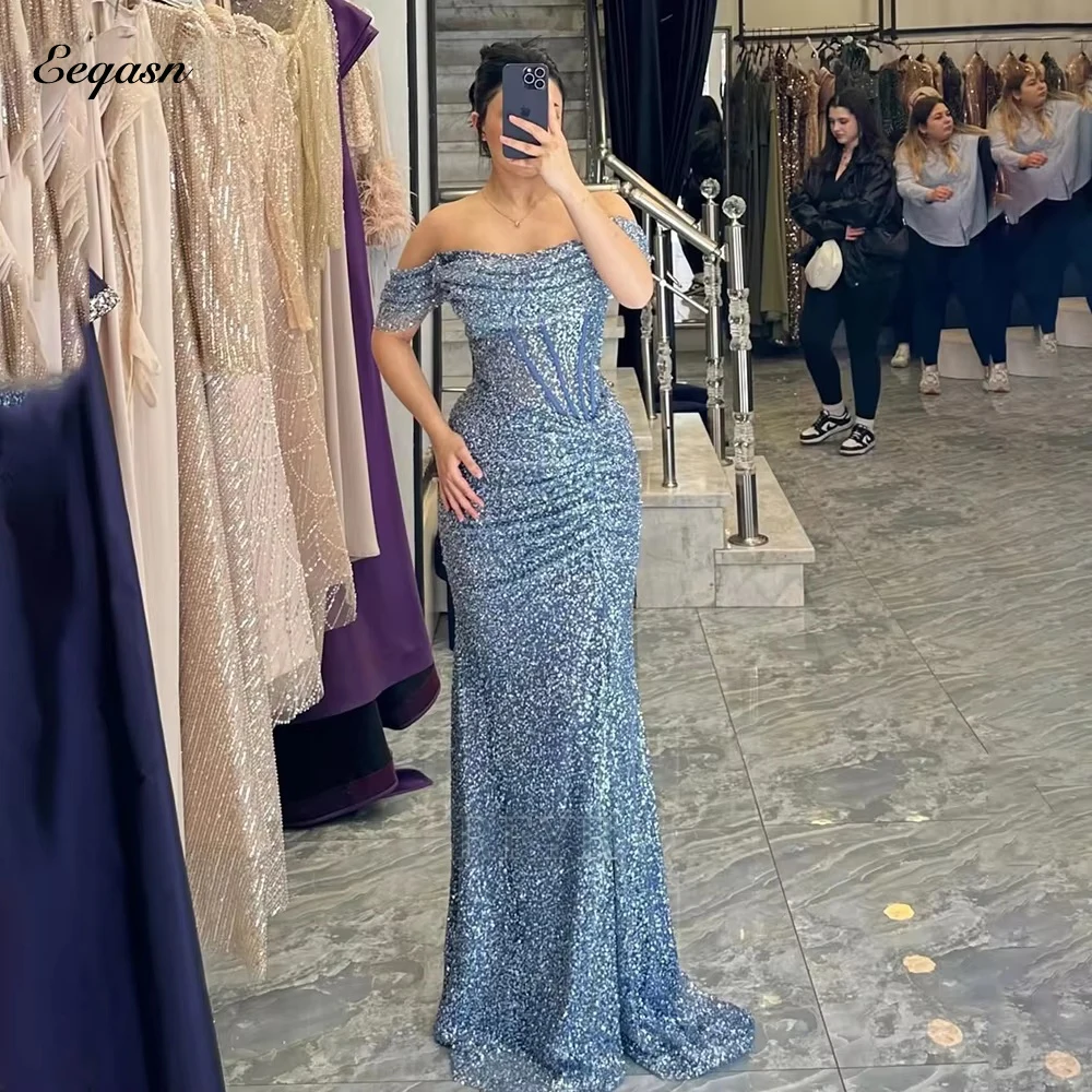 

Вечернее платье по индивидуальному заказу длиной до пола, платья русалки с открытыми плечами для гостей свадьбы, выпускного вечера, платья de fiesta 2026