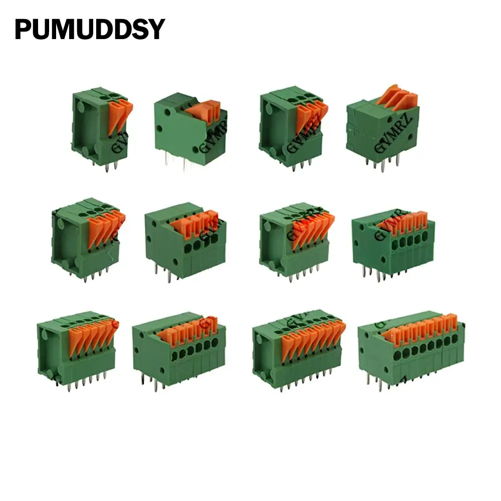 5PCS 2/3/4/5/6/7/8 KF141V KF141R 2.54mm Pitch Straight&Bent Push-in Spring Screwless Terminal Block Foot 9/10P
