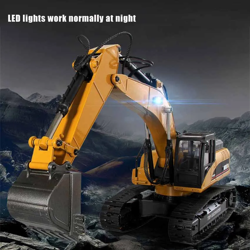 1/14 RC Remote Control Simulation Metal Excavator 2.4GHZ 23CH Outdoor Large Toy Engineering Vehicle Children's Toy Gift Car