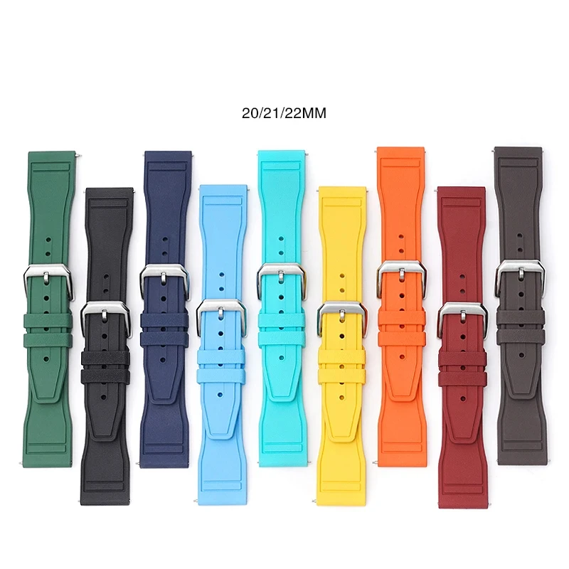 

Premium Grade Fluororubber FKM Watch Strap 20mm 21mm 22mm Watches Strap Diving Waterproof Fast Release Watchbands