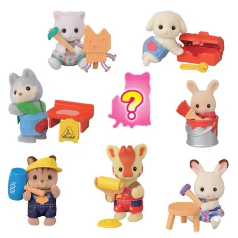 Sylvanian Families – porte-clés aveugle, figurines, ensemble de cuisine Original, jouets pour enfants pour filles, nouveau Style, sacs aveugles pour vêtements de travail