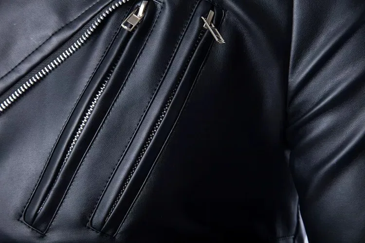 Casual Men's Jacket Zipper Slim Fit Large Size PU Leather Coat Fashionable Urban Style Spring Autumn Wear For Adults view 4