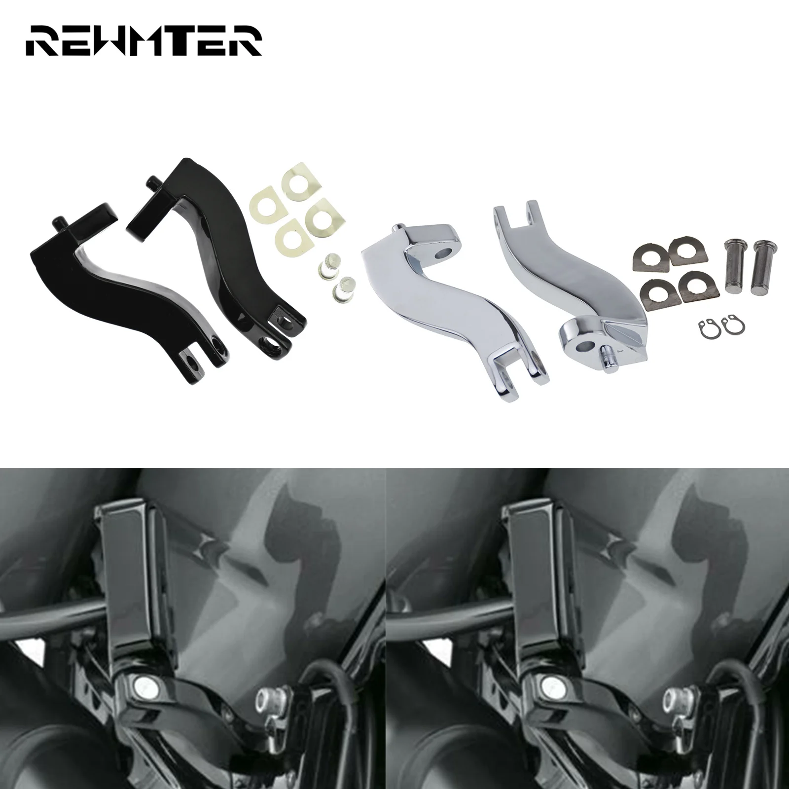 Motorfiets Passagier Achter Voetsteun Montage Kits Zwart Voor Harley Touring CVO Street Glide Road King FLHT FLHR FLTR 1993-2023