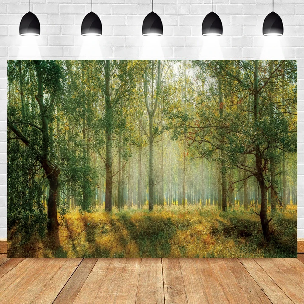 Nature Forest Scenery Photography Backdrop Green Trees River Birthday Party Portrait Photo Backgroudn Decor Photo Studio Props