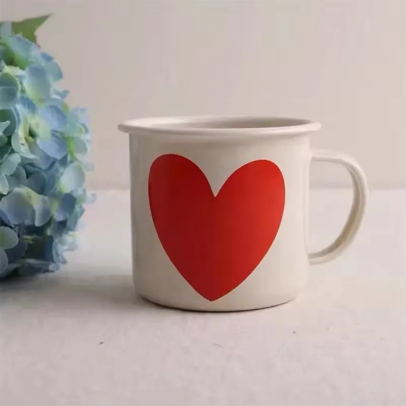 thick top quality 380ml splash-ink enamel mug cup