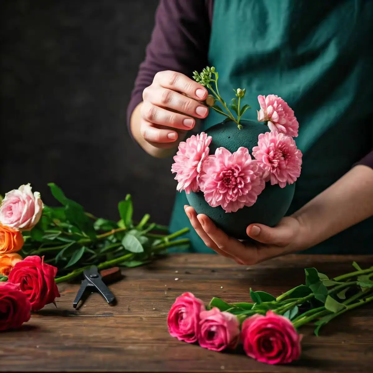 Ball Shaped Flower Mud Flowers Shop Packaging Dry Bloom Mud Cut Free Gardening Wedding Arrangement Sponge Foam No Shedding