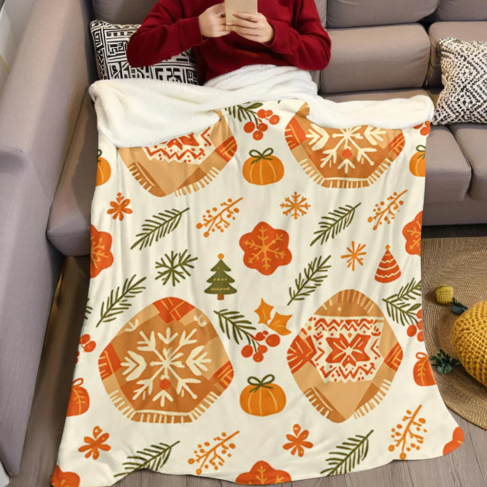 Cozy Rustic Winter Flannel Blanket Warm Soft Halloween Christmas All-Season Couch Decorative Cozy Warm Gift