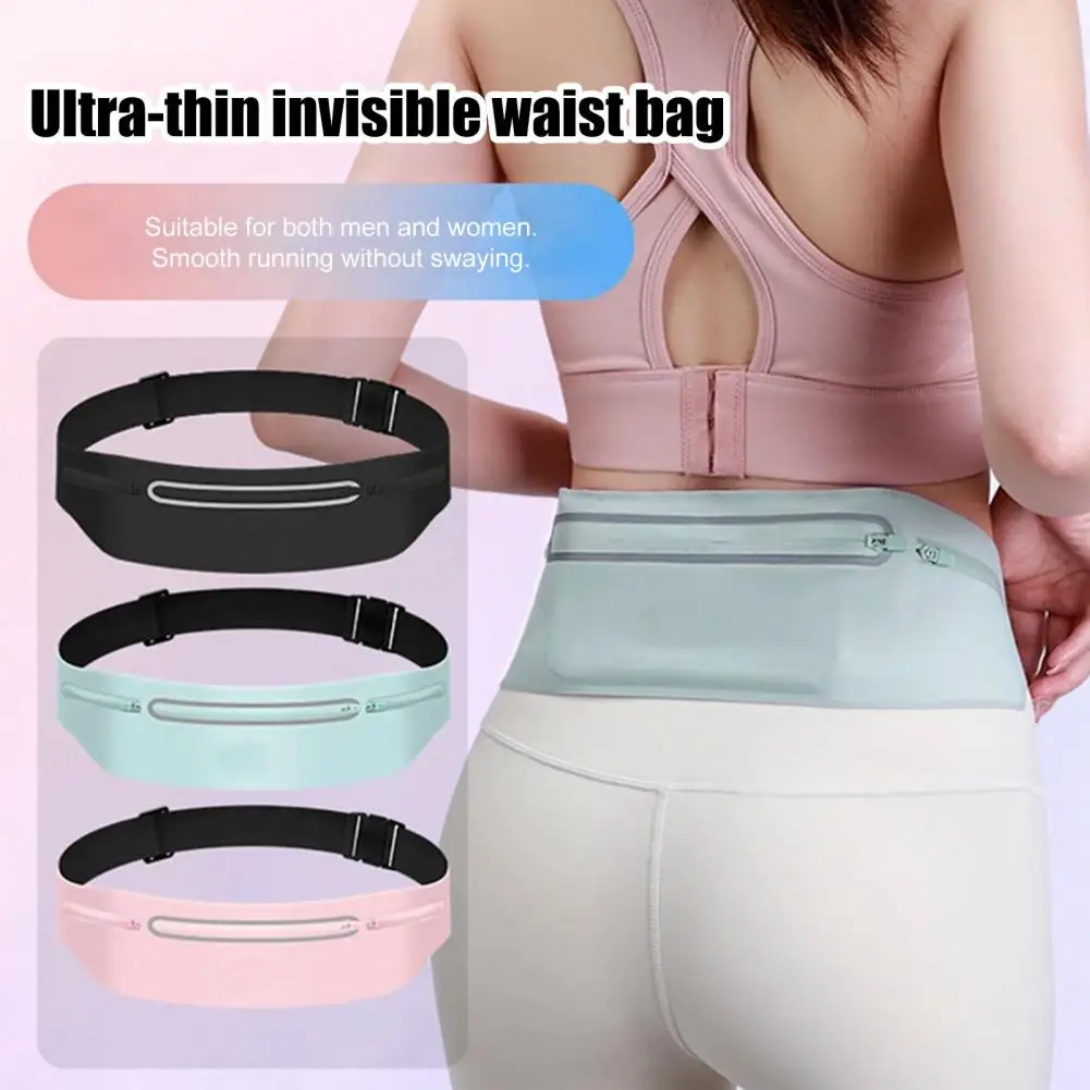 

Fitness Running Belt Bag 3 Pockets Adjustable Waist Pack Phone Holder 7.5 Inch Waterproof Hiking Jogging Gear