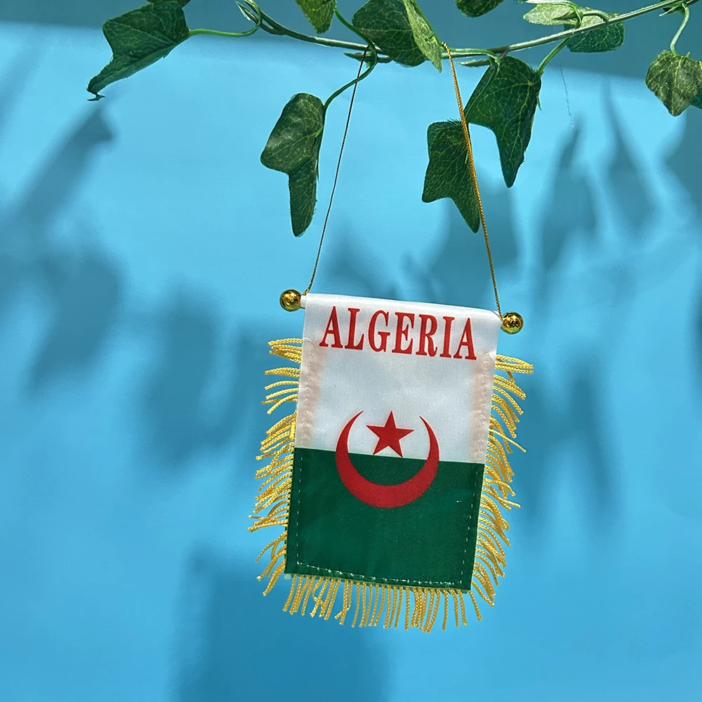 Флаг Алжира для автомобиля SKY FLAG, 8*12 см, полиэстер, двусторонняя печать, подвесной флажок, мини-флаг Алжира.