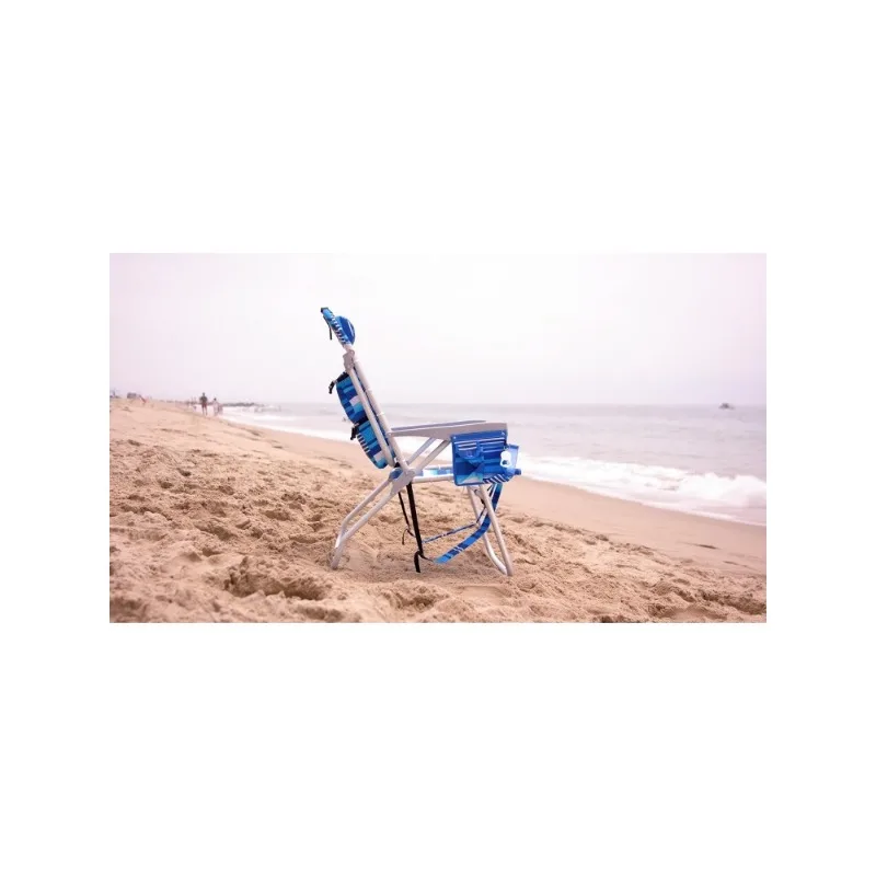 Folding Tall Backpack Beach Chair with 5 Positions, Towel bar, Cooler and Storage Pouch, Cup Holder and Phone Holder