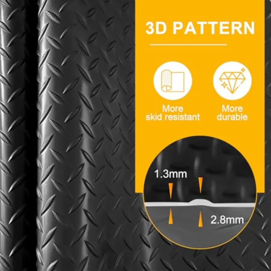 4x6 FT Garage Floor Mat 2.8mm Thickened Flooring Roll Diamond Plate PVC Rubber Trailer Mat NonSlip Floor Mat for Garage Warehou