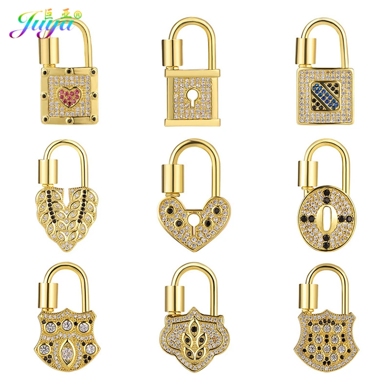 Juya 18K Gold Plated Locket Pendant Fastener Screw Lock Carabiner Clasps Accessories For DIY Fashion Women\'s Jewlery Making