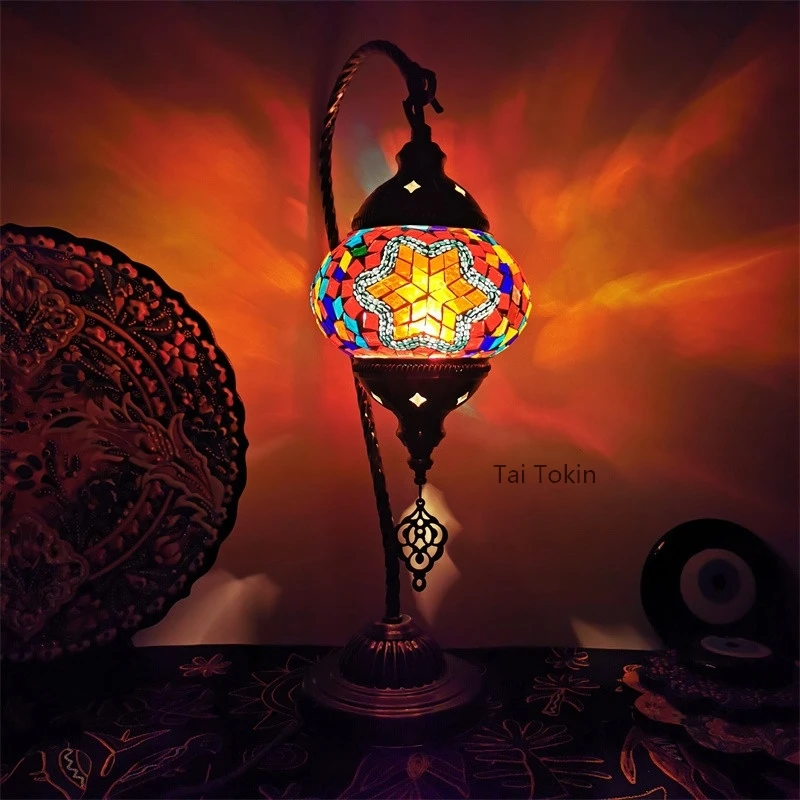 

Turkish Mosaic Table Lamp Vintage Deco Handcrafted Lamparas De Mesa Mosaic Glass Romantic Bed Swan Light Lamparas Con Mosaicos