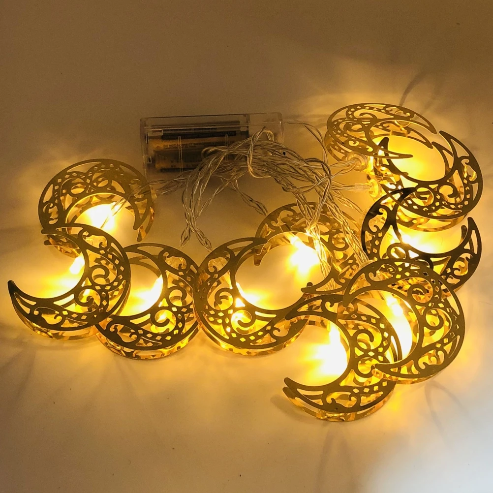 Guirxiété lumineuse étoile lune Eid Mubarak, batterie 621.65 m 10LED 2024, décoration Ramadan pour la maison, décor de fête musulmane islamique