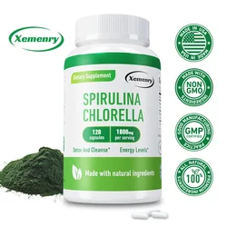 Spirulina Chlorella Capsules - Natural Energy and Glucose Control, Detoxification, Antioxidant