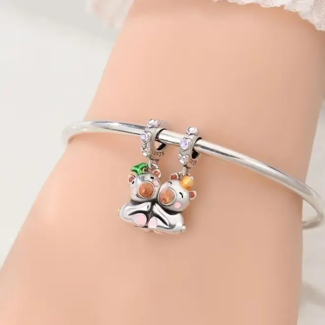 

Hot Sales 925 Sterling Silver Capibala Combination Magnetic Charms Bead Fit Original Bracelet DIY For Women Cute Jewelry Gifts
