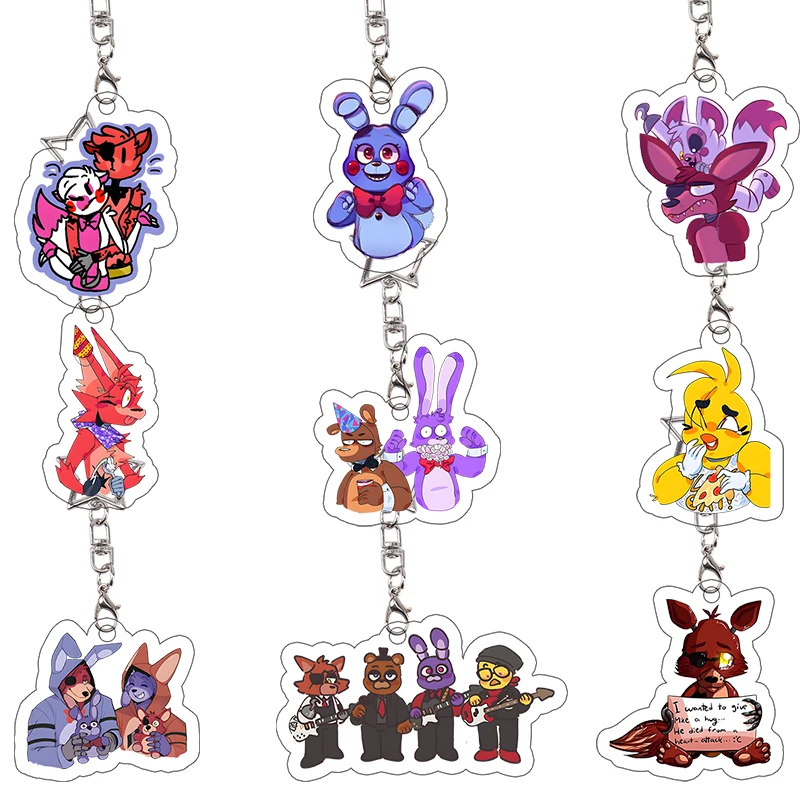Mangle chaveiro acrílico bon bon chica personagem bonito coleção pingente kawaii chibi decoração saco chaveiro presente de aniversário