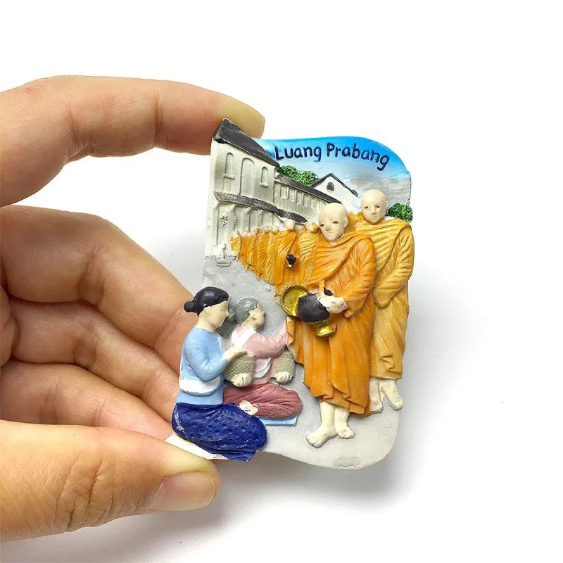 

Lao Luang Prabang Tourist Souvenir Creative 3D Monk Decoration Magnetic Fridge Magnet Collectible Gift