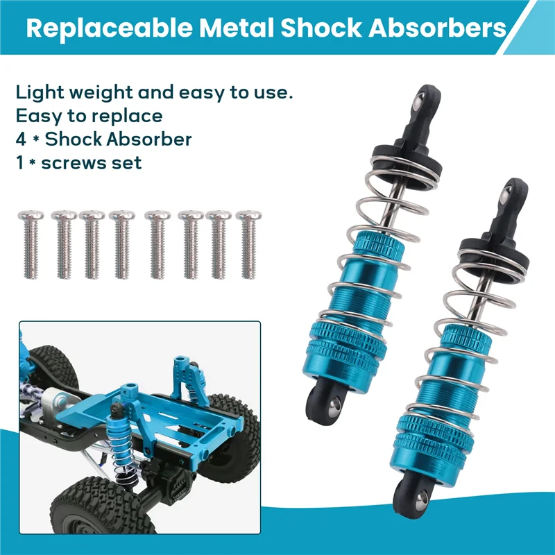 4 個金属ショックアブソーバーダンパー交換アクセサリー Wltoys 144001 1/14 4WD RC ドリフトレーシングカーパーツに適合