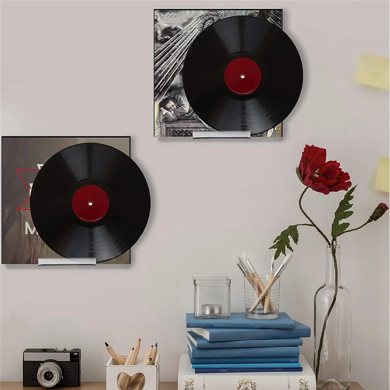 Clear Vinyl Record Shelf Wall Mount 8 Pack,Acrylic Album Record Holder Display,Vinyl Record Shelf Stand