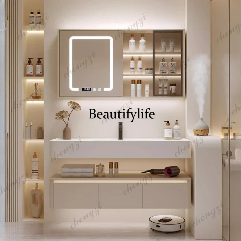 Washing Machine Built-in Cabinets Storage  With Washbasin Wash Table Modern Luxury Bathroom cabinet with smart mirror Furniture