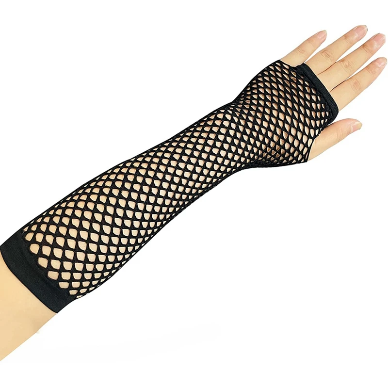 Fingerless Long Gloves Perforated Elbow Length Fishnet Gloves Sexy Mesh Gloves Retro Party Prom Gloves