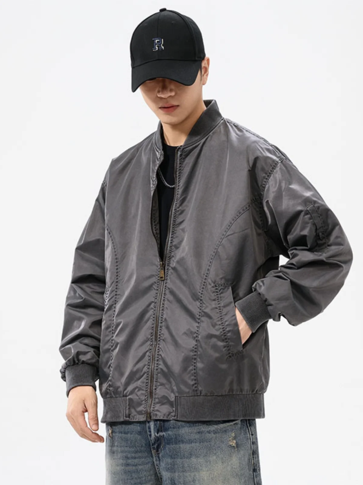 

Retro American MA ort Pilot Jaet Men's Loose Trendy Outdoor Baseball orm Coat Autumn Winter Youth Polyester Fiber