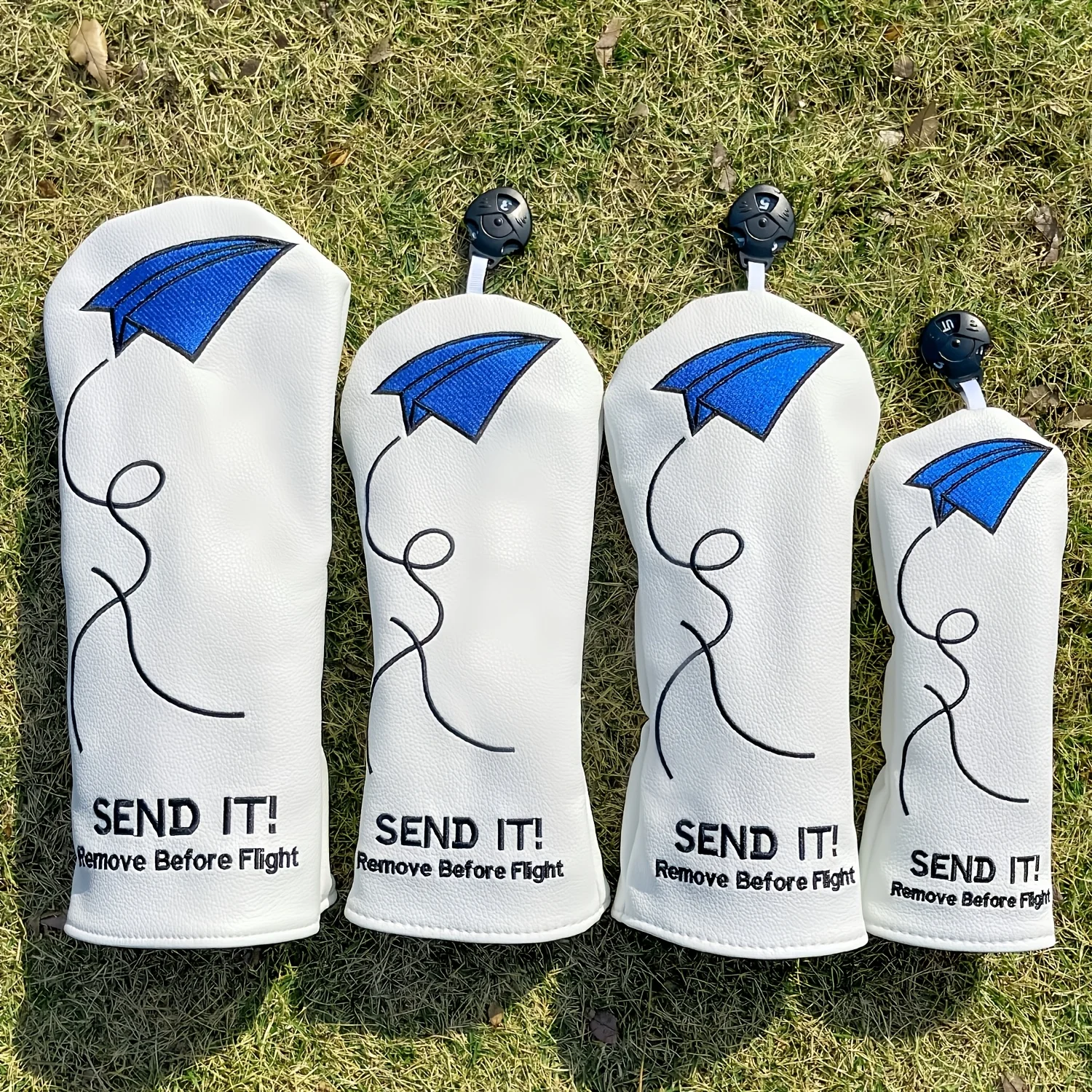 Design Style for White Paper Airplane Golf Club Covers, Available in Sets of 1 Or 4 for Drivers, Fairways, And Hybrids. image 2