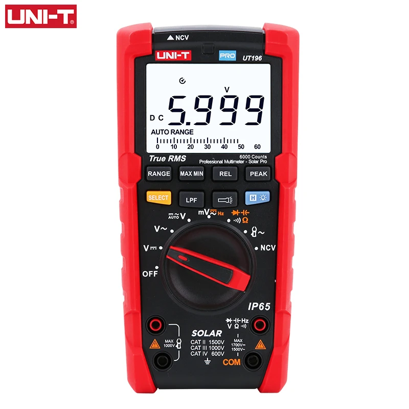 Uni-t Multímetro Digital Profissional Ut196 1500v ac dc Tensão Tester Verdadeiro Rms Ip65 Medidor Medidor de Frequência Resistência Ip65