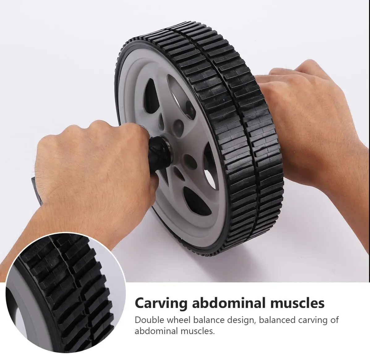 Mipcase Non-slip Dual Wheel Abdominal Roller with High-grip Handles for Core Strengthening Home Exercise Portable Fitness Traine