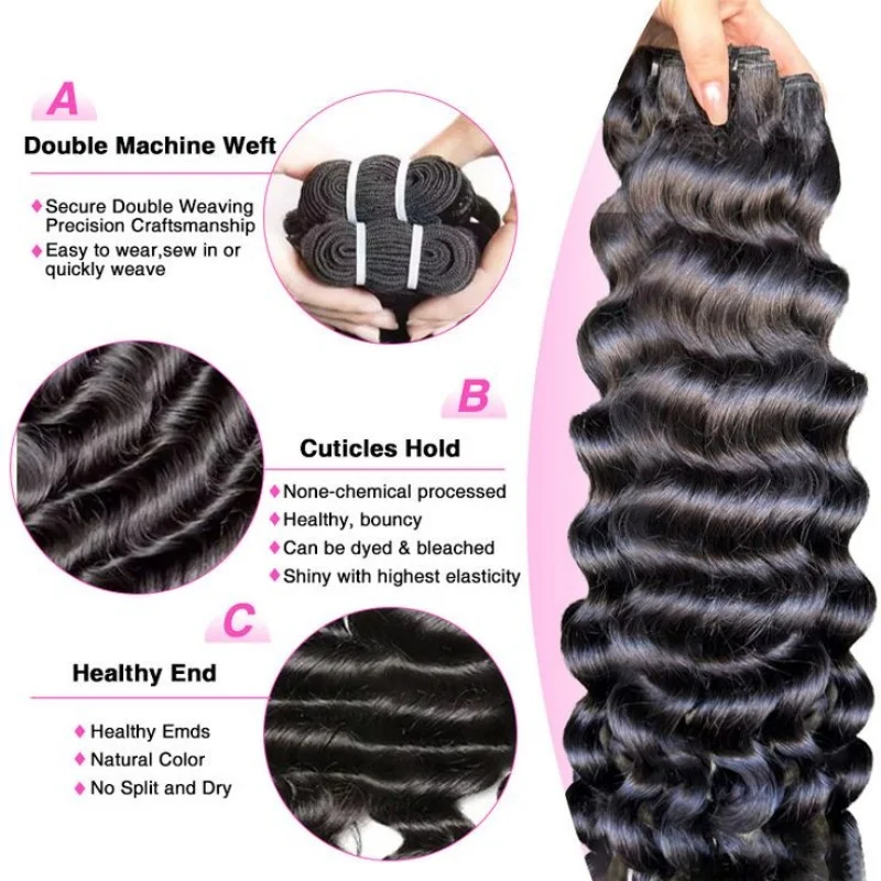 البرازيلي الشعر البشري حزم شعر بشري حقيقي النسيج لحمات فضفاضة موجة عميقة نسج على شكل شعر إنسان ريمي شعر مستعار بشري للنساء