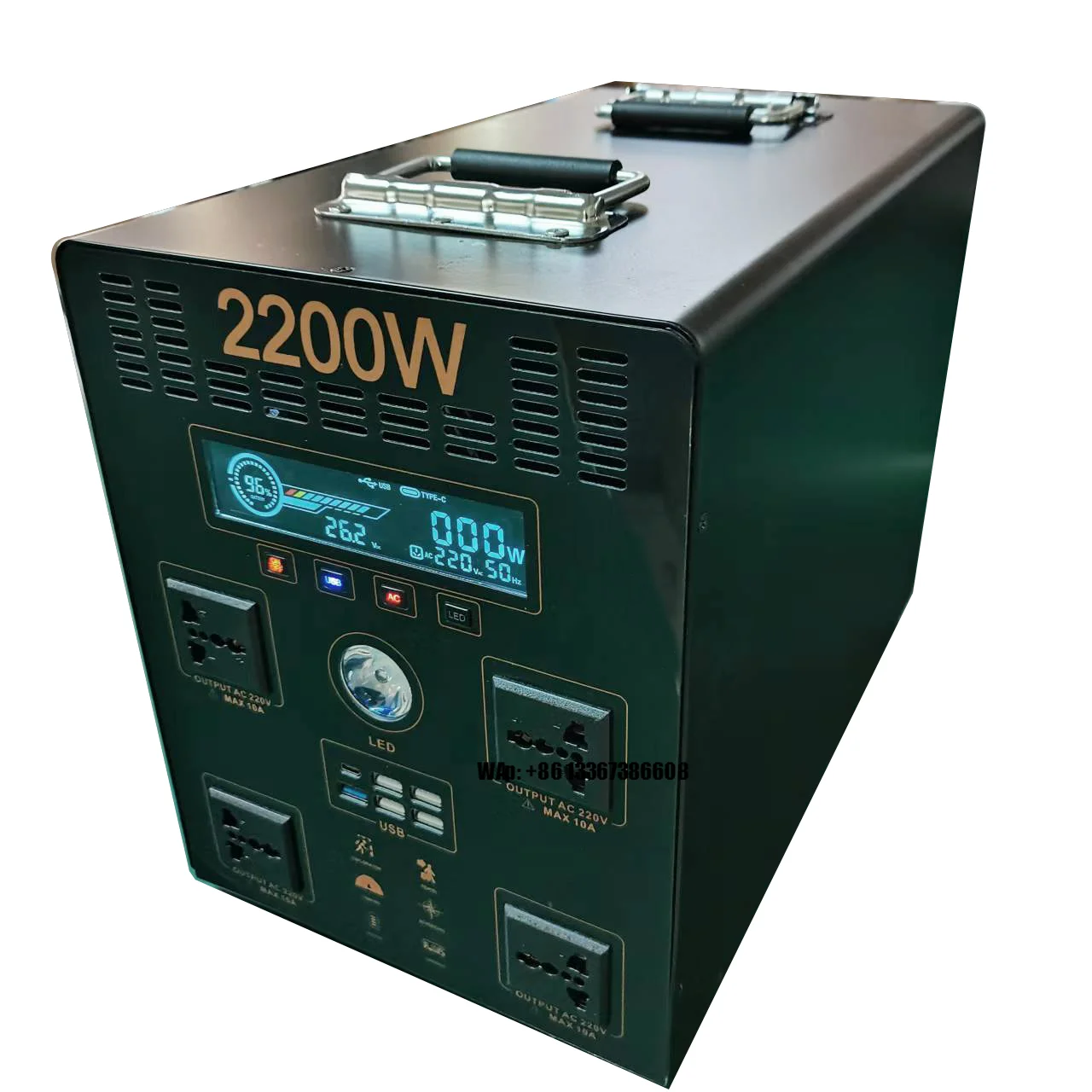 J 2200W solar panel station 2048Wh cobalt oxide lithium ion lithium iron phosphate  controller pure sine wave flashlight