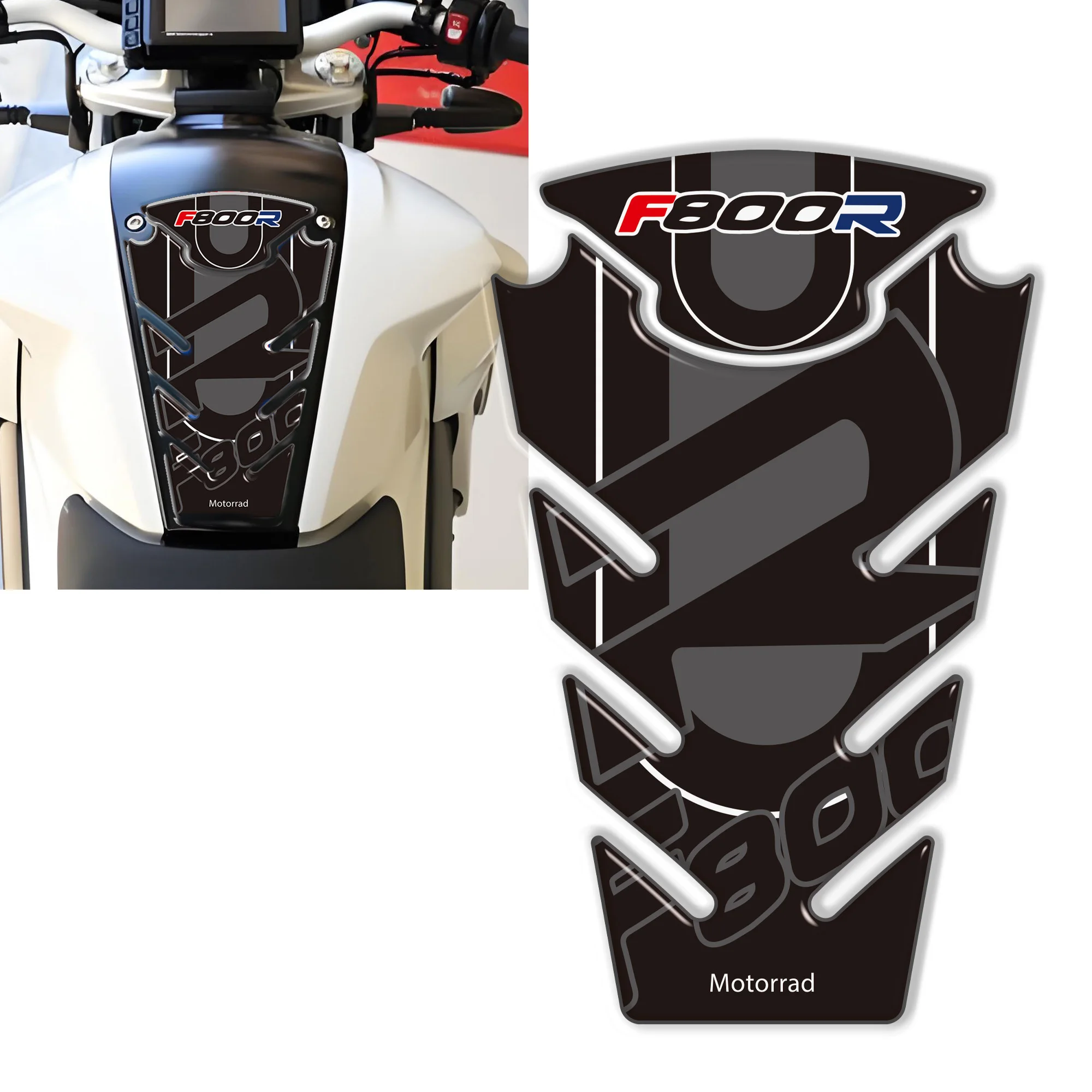 3D Resin Tank Pad Sticker for Decoration and Protection of Motorcycle Tank Compatible with BMW F800R Model
