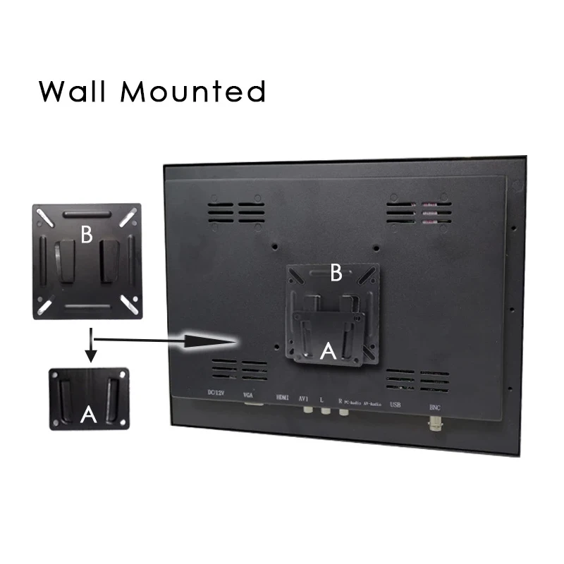 Embedded/Vesa Industrial 12 Inch Capacitive Touch Screen Panel Wall Mount Display Monitor Portable  With VGA DVI HDMI