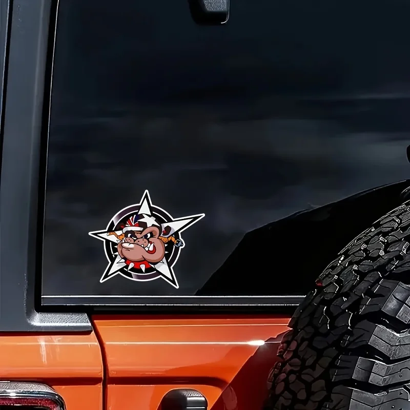 قطعة واحدة "ملصق سيارة عصري بولدوج ستار، ملصق تلقائي كرتوني، ملصق سيارة رائع للتخصيص، عنصر نمط السيارة المميز"