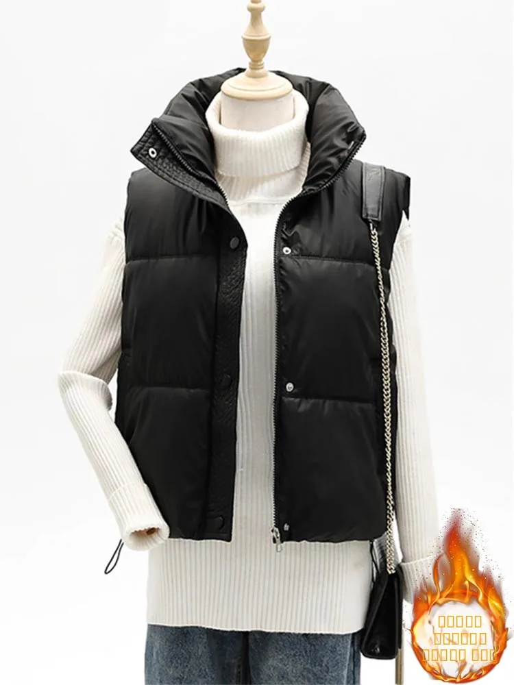 

Женский утепленный жилет Sli из хлопка, осенняя новинка 2026, в корейском стиле, на молнии, стандартной длины, теплый, без рукавов