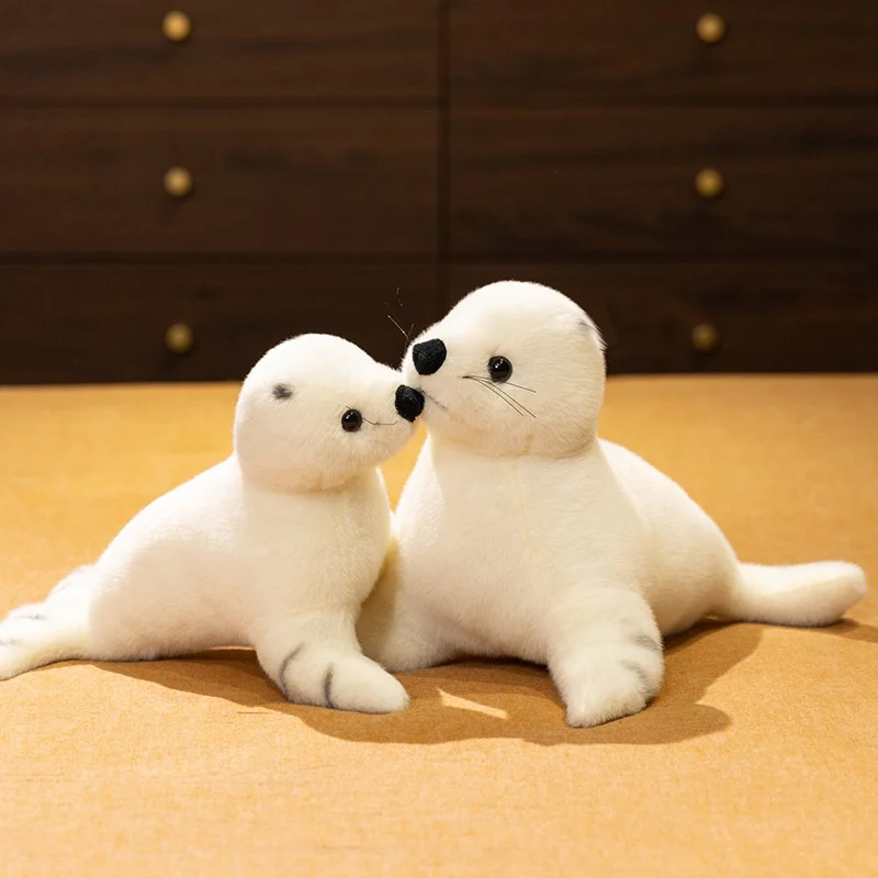

Adorable Simulation White Seal Plush Toys Cozy Handmade Cuddly Sea Animal Doll Kawaii Desktop Pets Cute Children Xmas Gift